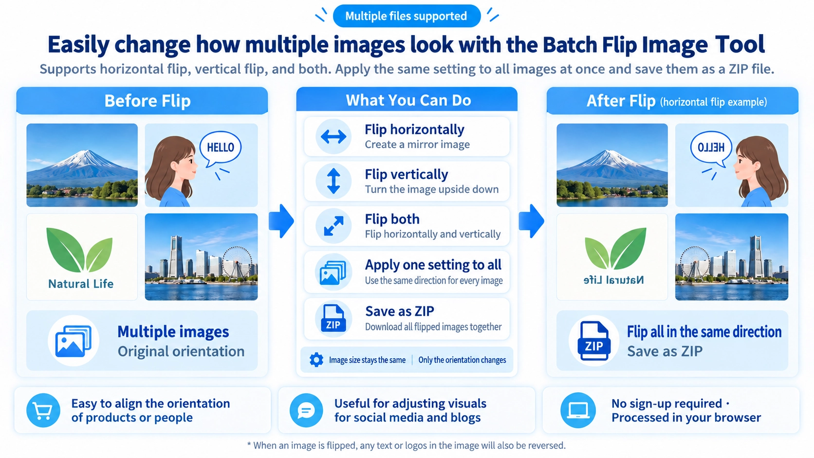 Illustration explaining how Bulk Image Flip works